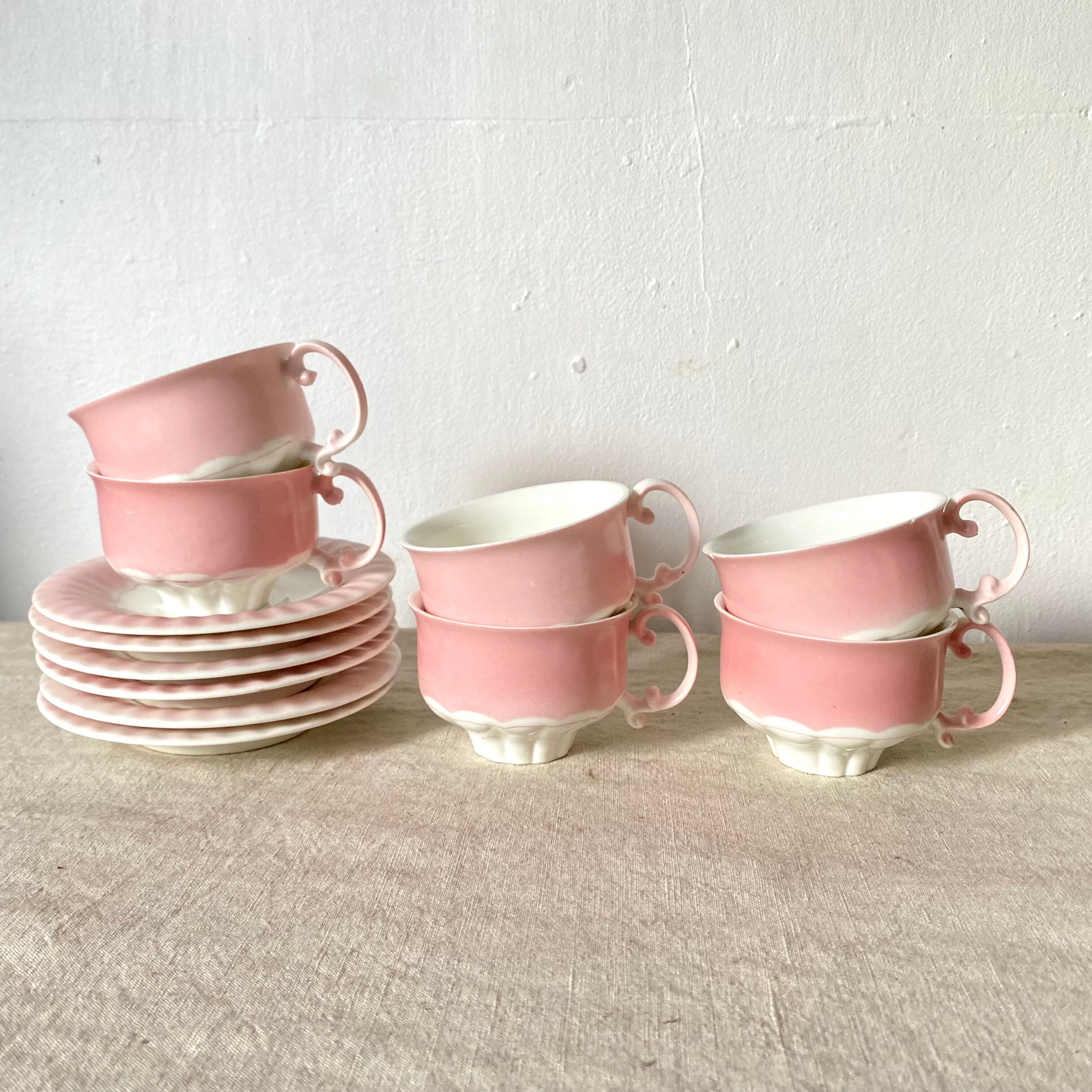 Pink vintage porcelain cups