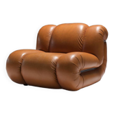 Fauteuil vintage Velasquez en cuir cognac par Mimo Padova Italie