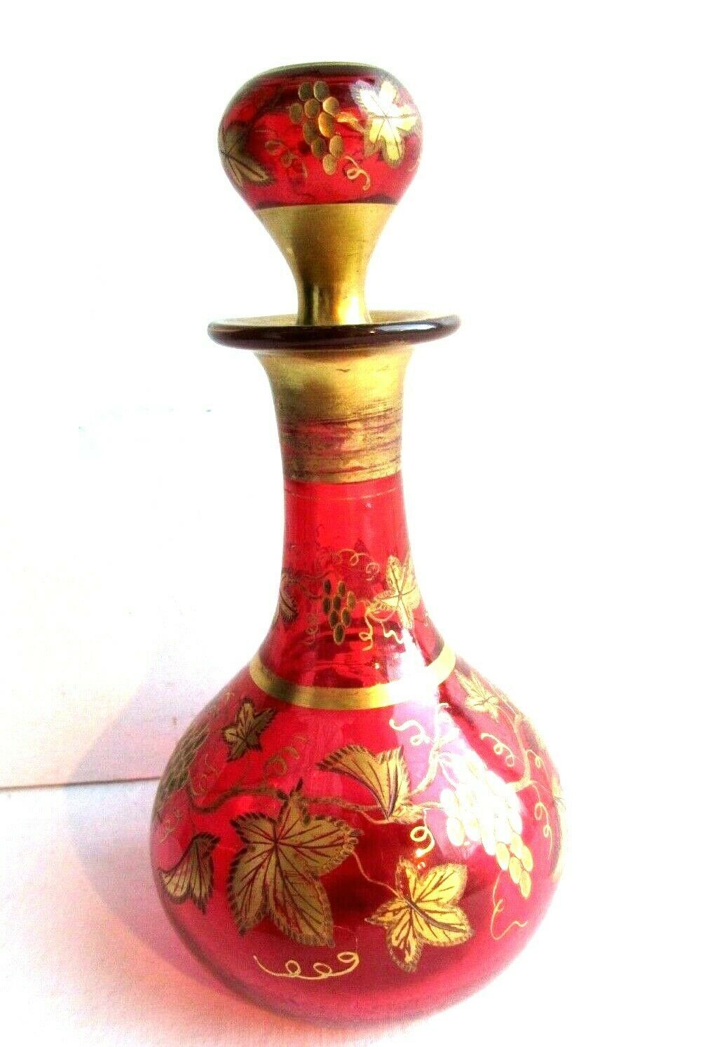 Small carafe Napoleon III red and gold Baccarat crystal, vine decoration