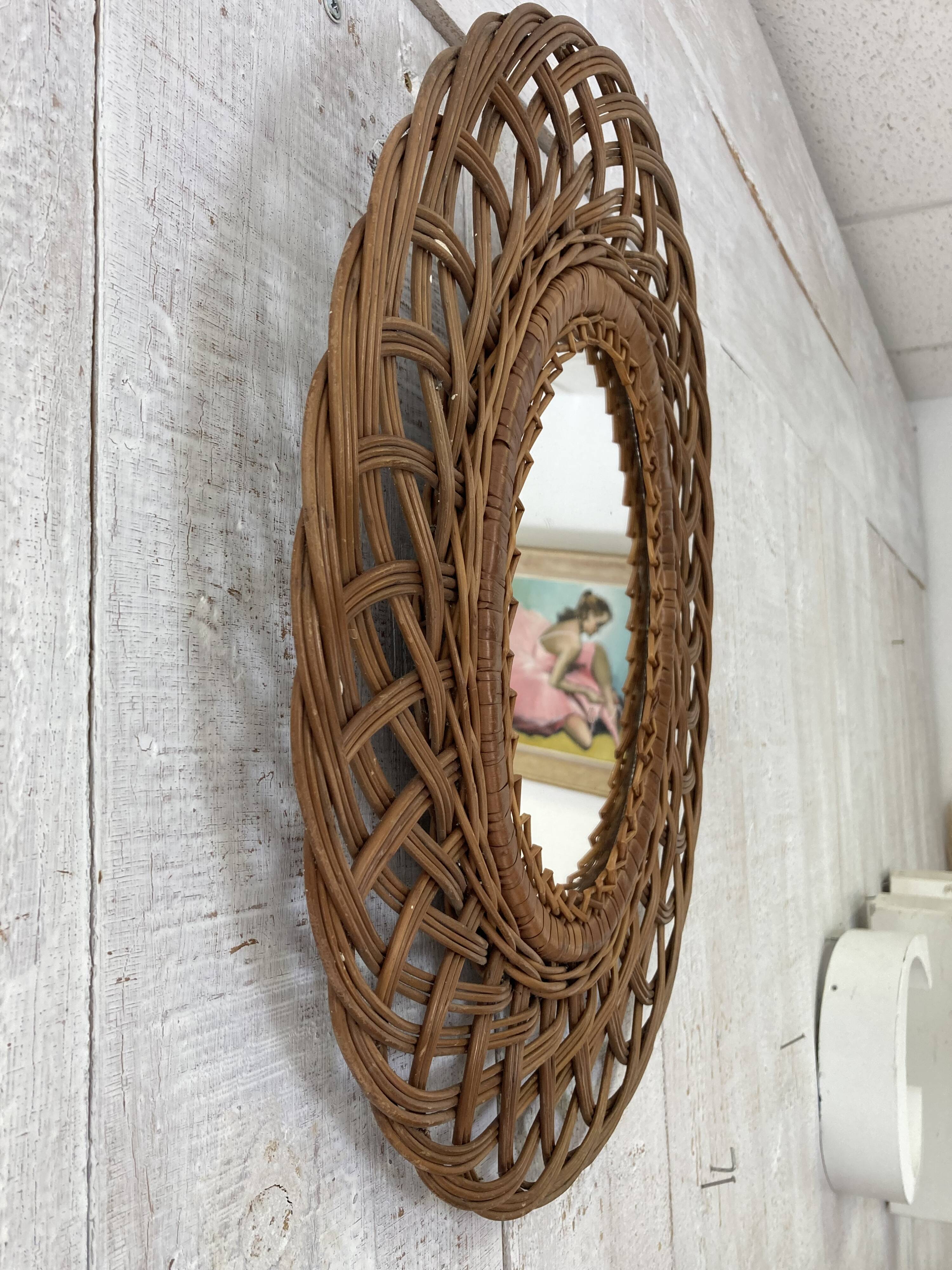 Vintage wicker mirror