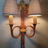bronze-painted metal wall light, 2 lights, Napoléon III style lamp