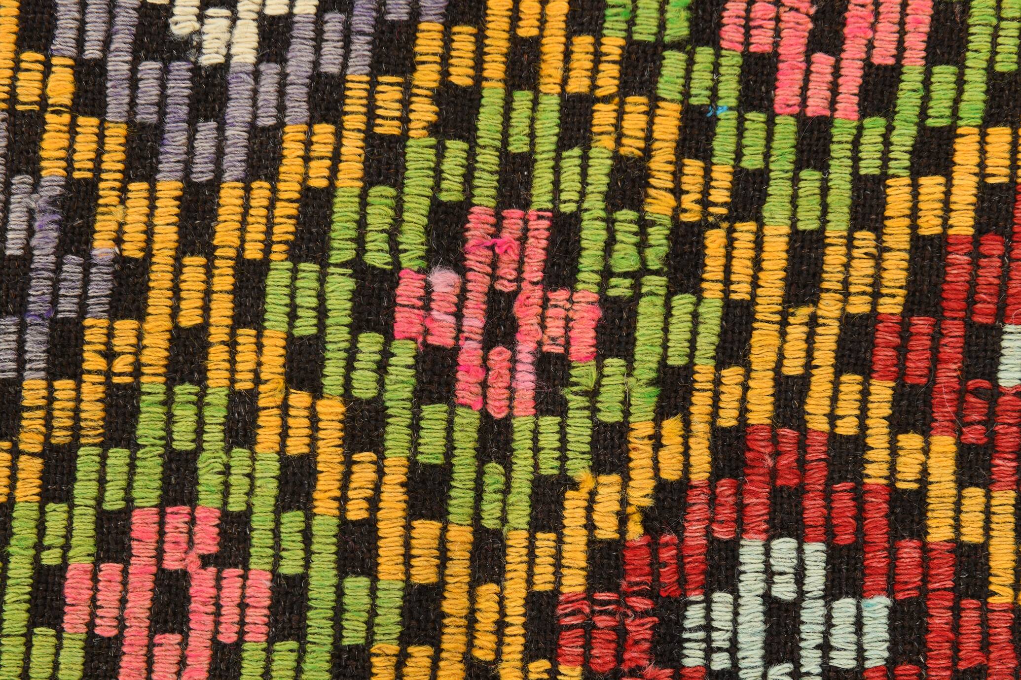 7x9 Yellow Green Handmade Wool Scandinavian Kilim Rug