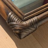 Mirror - Vintage 49x43 cm - Bamboo, Rattan - Patinated wood 1970