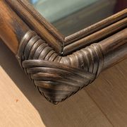 Mirror - Vintage 49x43 cm - Bamboo, Rattan - Patinated wood 1970