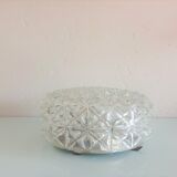 Vintage structured glass round ceiling lamp 60s-70s