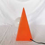 Ceramic pyramid lamp, opaline sphere, postmodern, 1970.