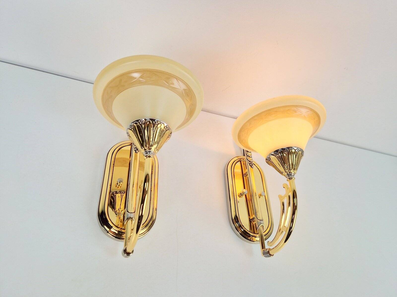 Art Nouveau Regency Brass Wall Lamps by Bejorama Lighting, Spain, 1970s, Set of 2