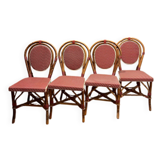 Set of 4 Bamboo Bistro Chairs - red and cream