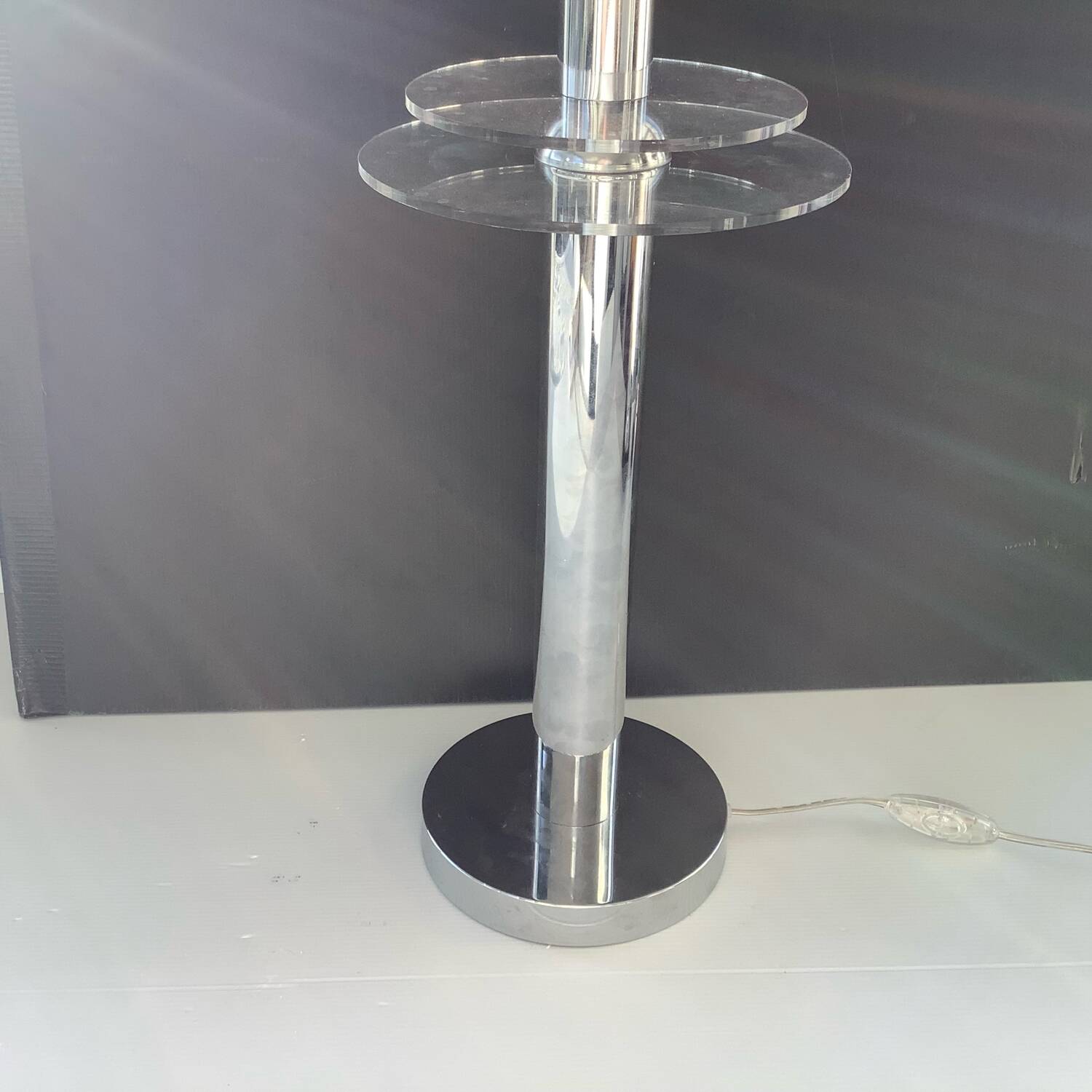Lampe Vintage Cinétique Abat Jour Kare Plexi  Chrome Space age