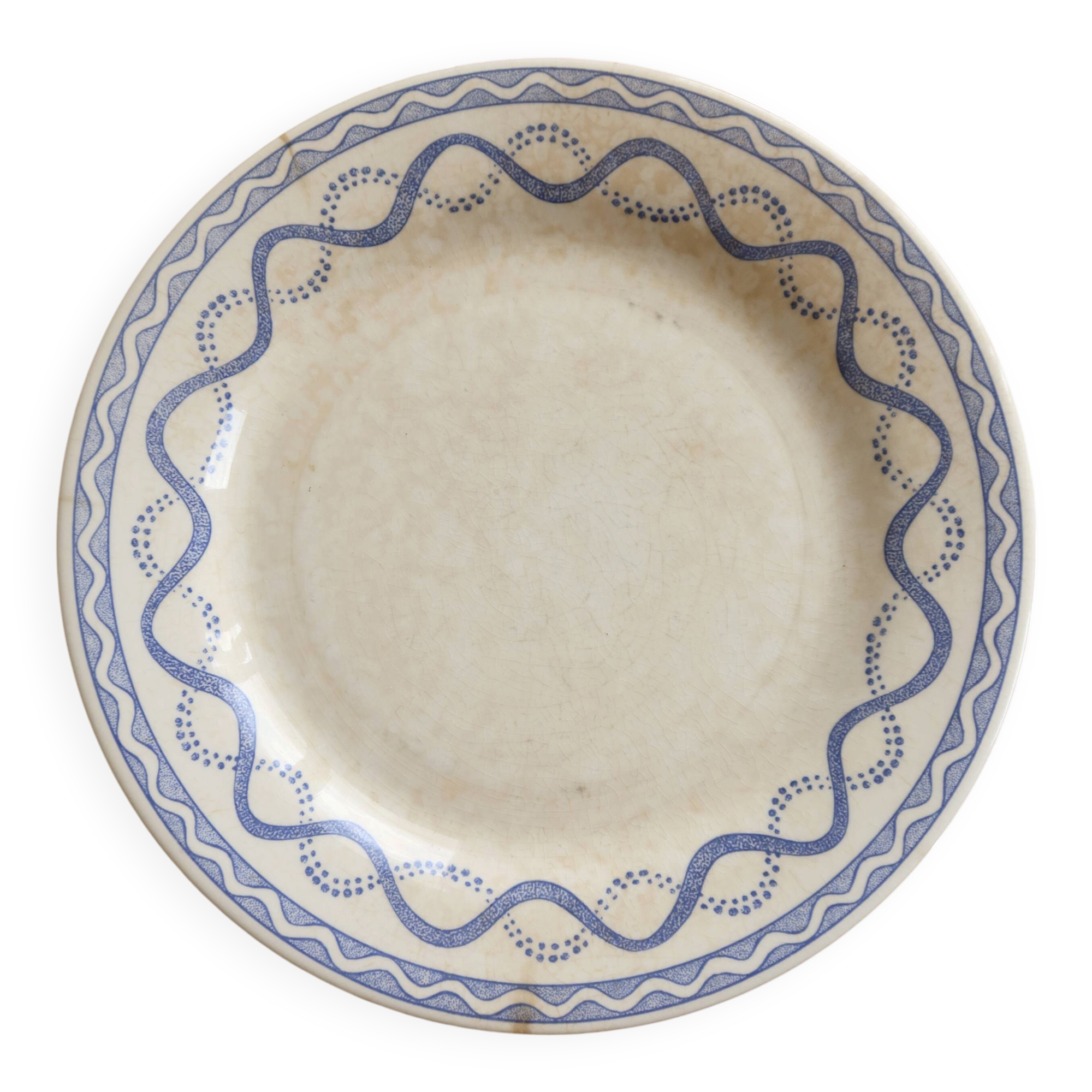 Old Gien Aurélie plate – Ivory earthenware with Lesage fabric pattern