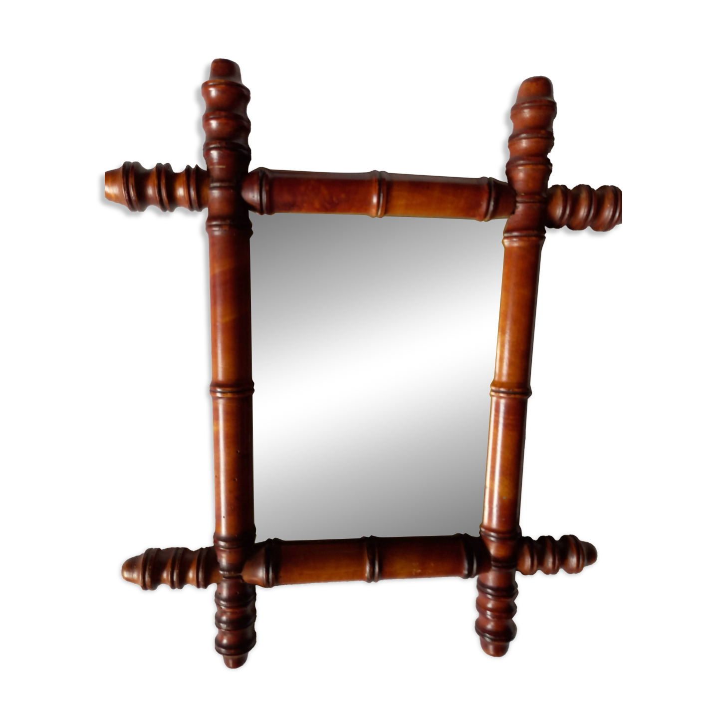 Bamboo framed mirror, 19th century.