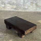 Small stool, black solid teak accent stool wabi-sabi L30 W8.5 H6.