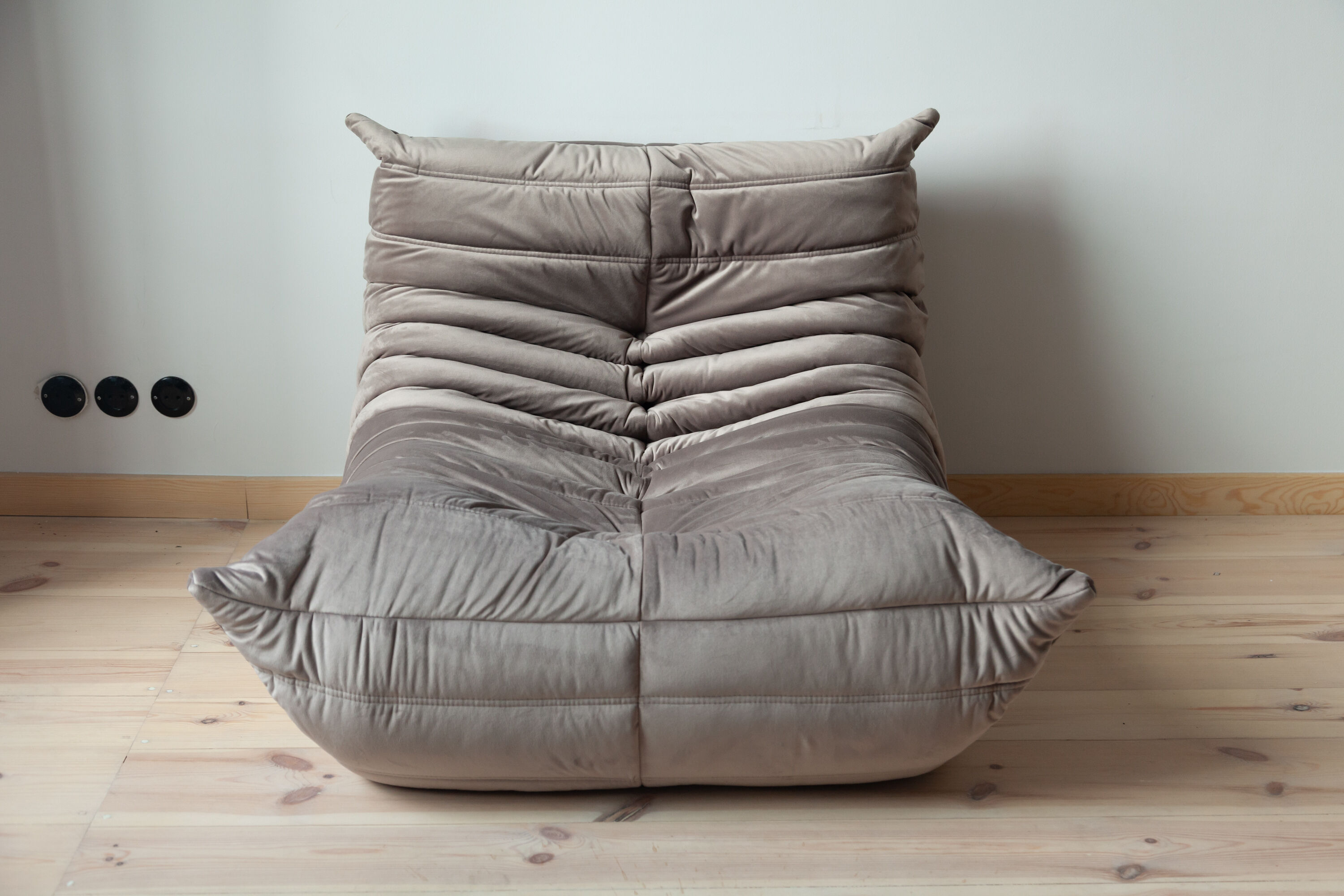 3-seater sofa, armchair and ottoman Togo velvet sofa designed by Michel Ducaroy 1973