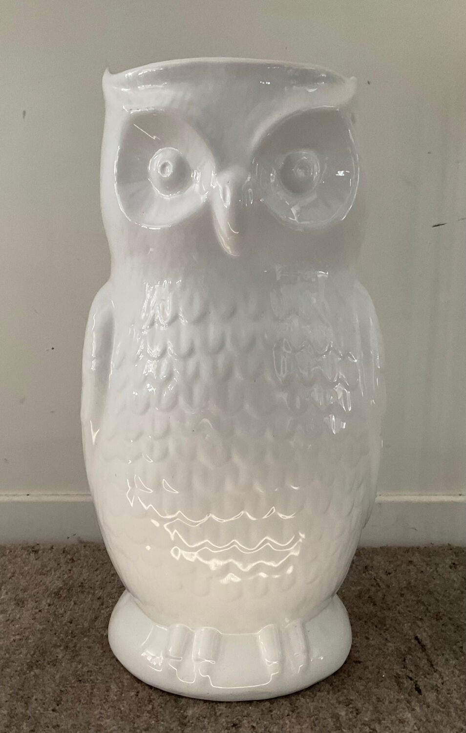 Vintage ceramic owl umbrella stand from the 70s