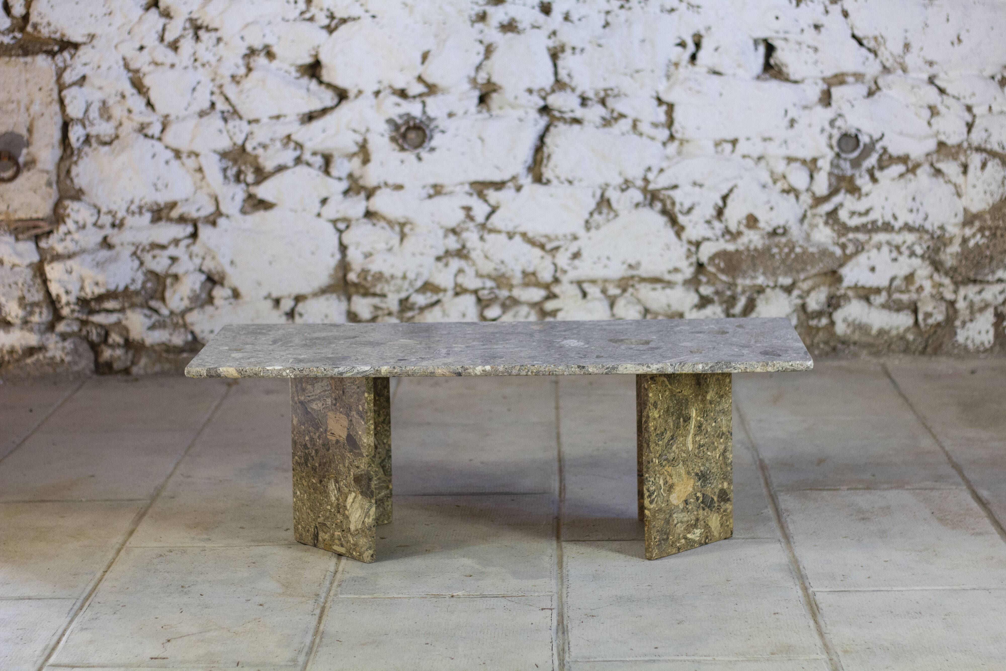 Travertine terrazzo coffee table, 1970