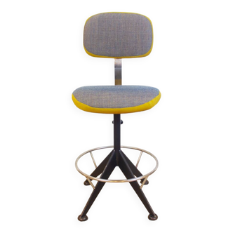 Tabouret de bureau pivotant vintage rembourré, Espagne, années 1960
