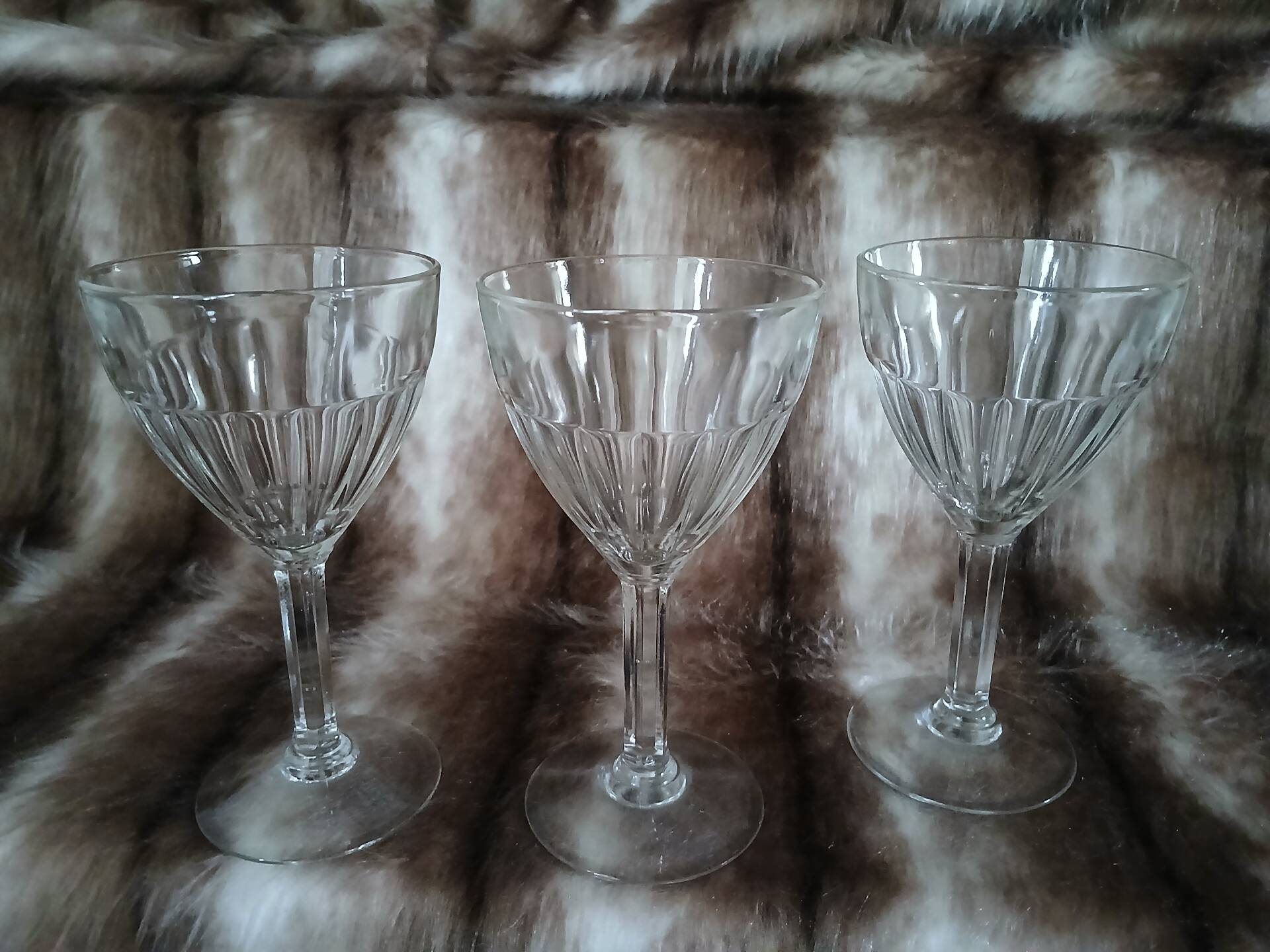 3 vintage stemmed glasses