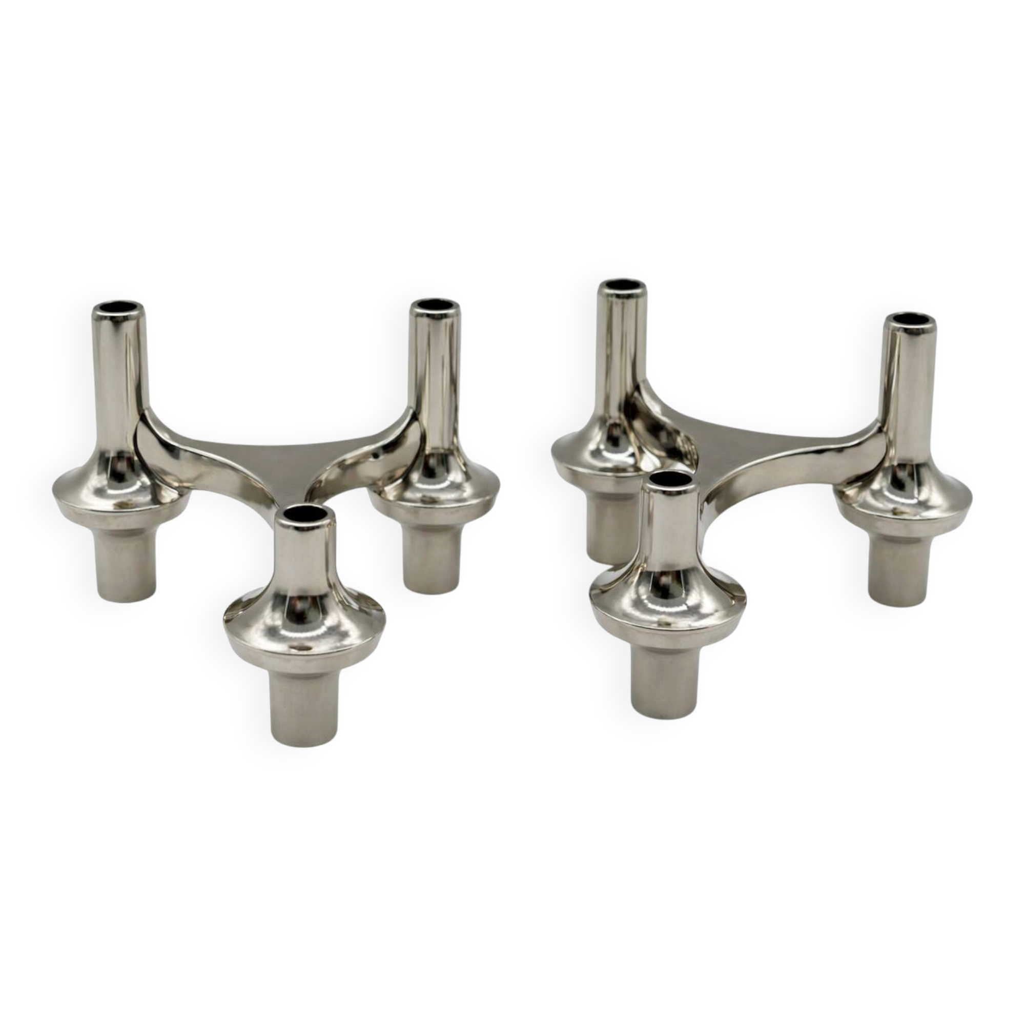 Pair of modular candle holders, German design, Nagel type, 1970s.