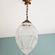 Art Deco pendant lamp in satin glass and bronze frame