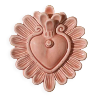 Decorative pink ceramic heart - large model