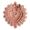 Coeur décoratif en céramique rose - grand modèle