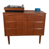 Small vintage chest of drawers with three drawers – Scandinavian mid-century teak design, 1960s