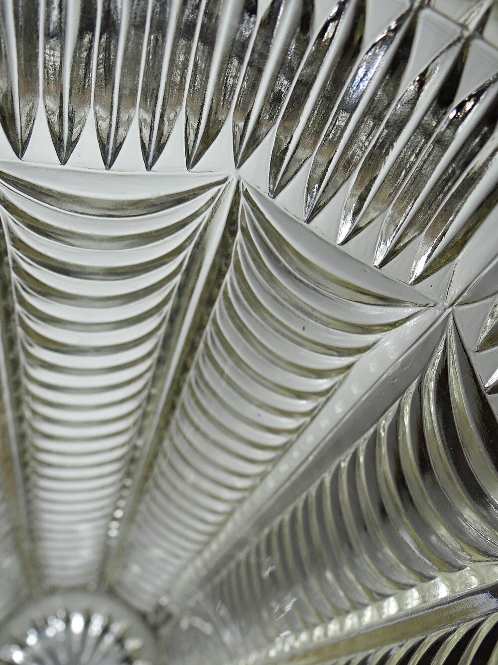 Large moulded glass vase, draped decoration, vintage 1960s.