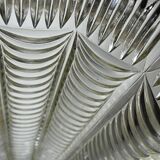 Large moulded glass vase, draped decoration, vintage 1960s.