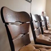 Set of 4 brutalist wooden chairs