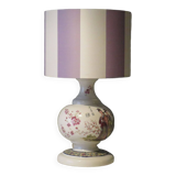 Large vintage ceramic table lamp with oriental images.