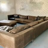 Modular leather sofa design for 12 people.