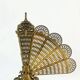 Vintage French brass fire screen, peacock design, 20th century.