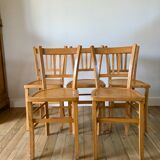 Set of 5 Luterma light blond wood bistro chairs from the 50s