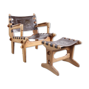 Fauteuil et repose pied ottoman