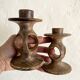 Pair of soapstone candlesticks, Kenya