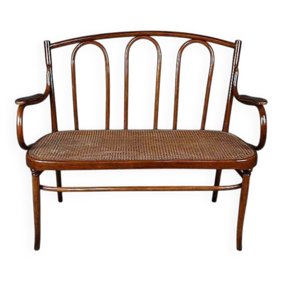 Banquette en hêtre courbé, estampillée J&J Kohn – Début XXe