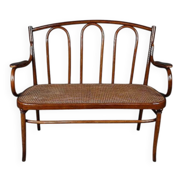 Banquette en hêtre courbé, estampillée J&J Kohn – Début XXe