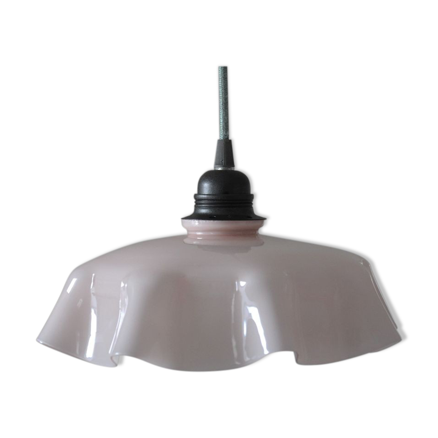 Suspension vintage en opaline rose pâle effet drapé