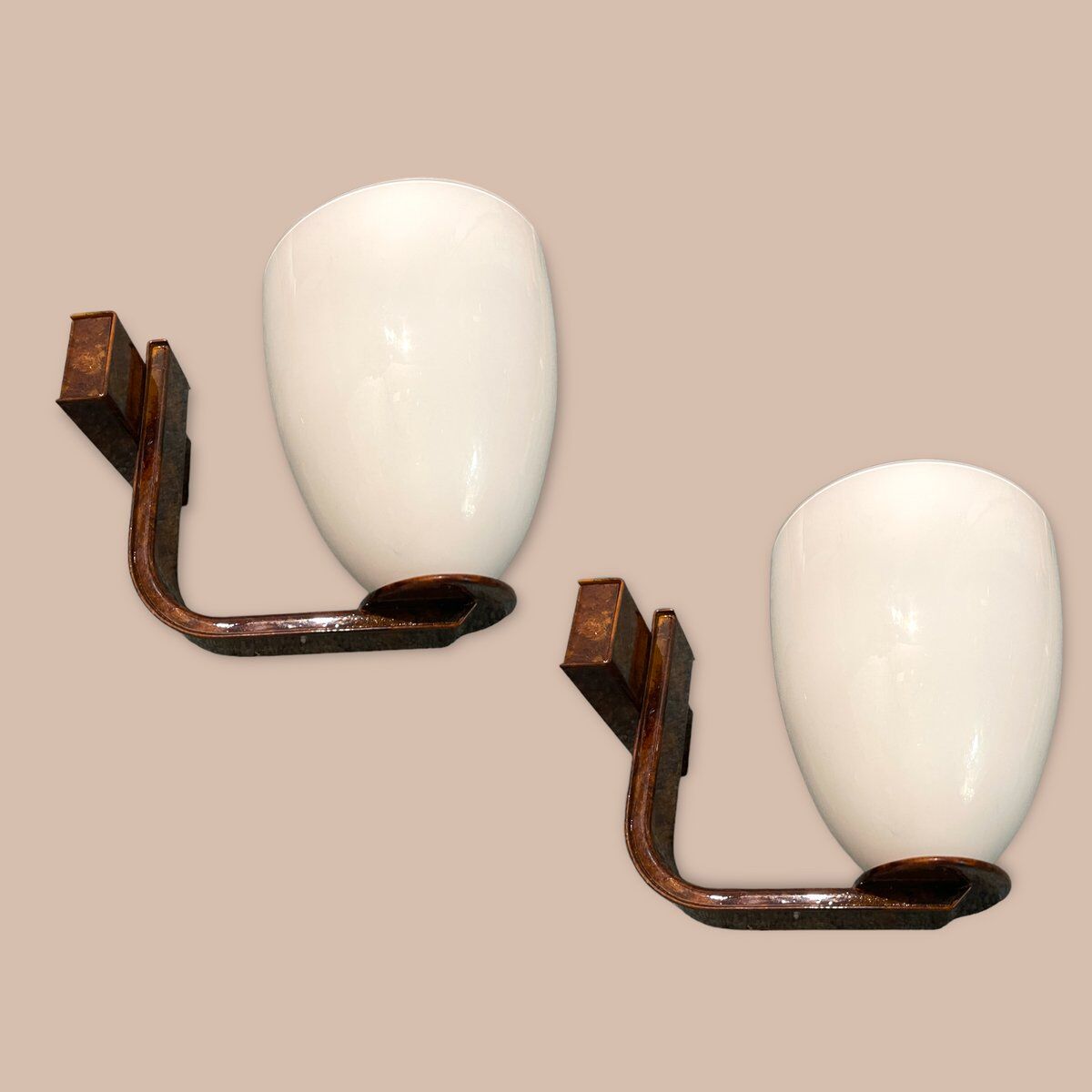 Italian Opaline Glass Sconces, Set of 2