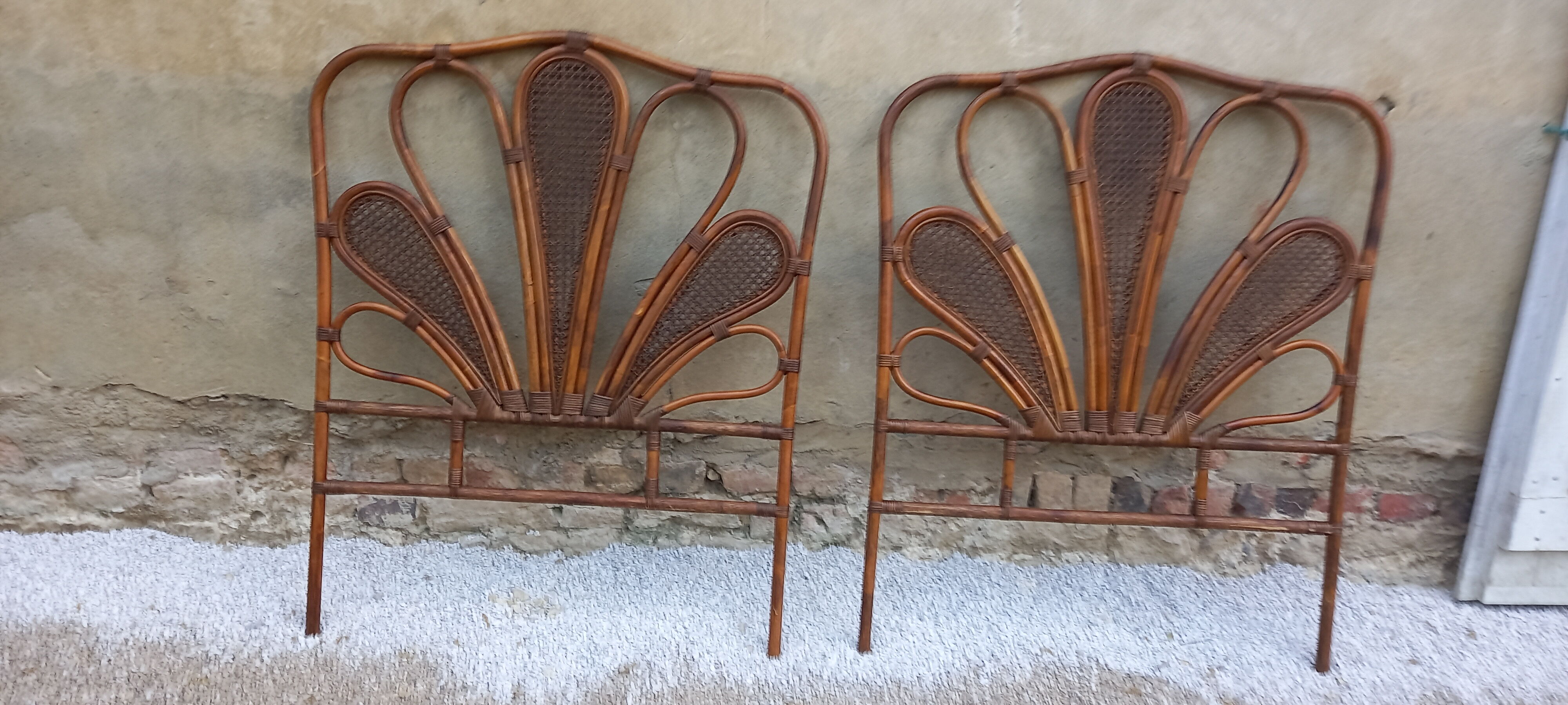 Pair of headboard 1 place in rattan and cannage