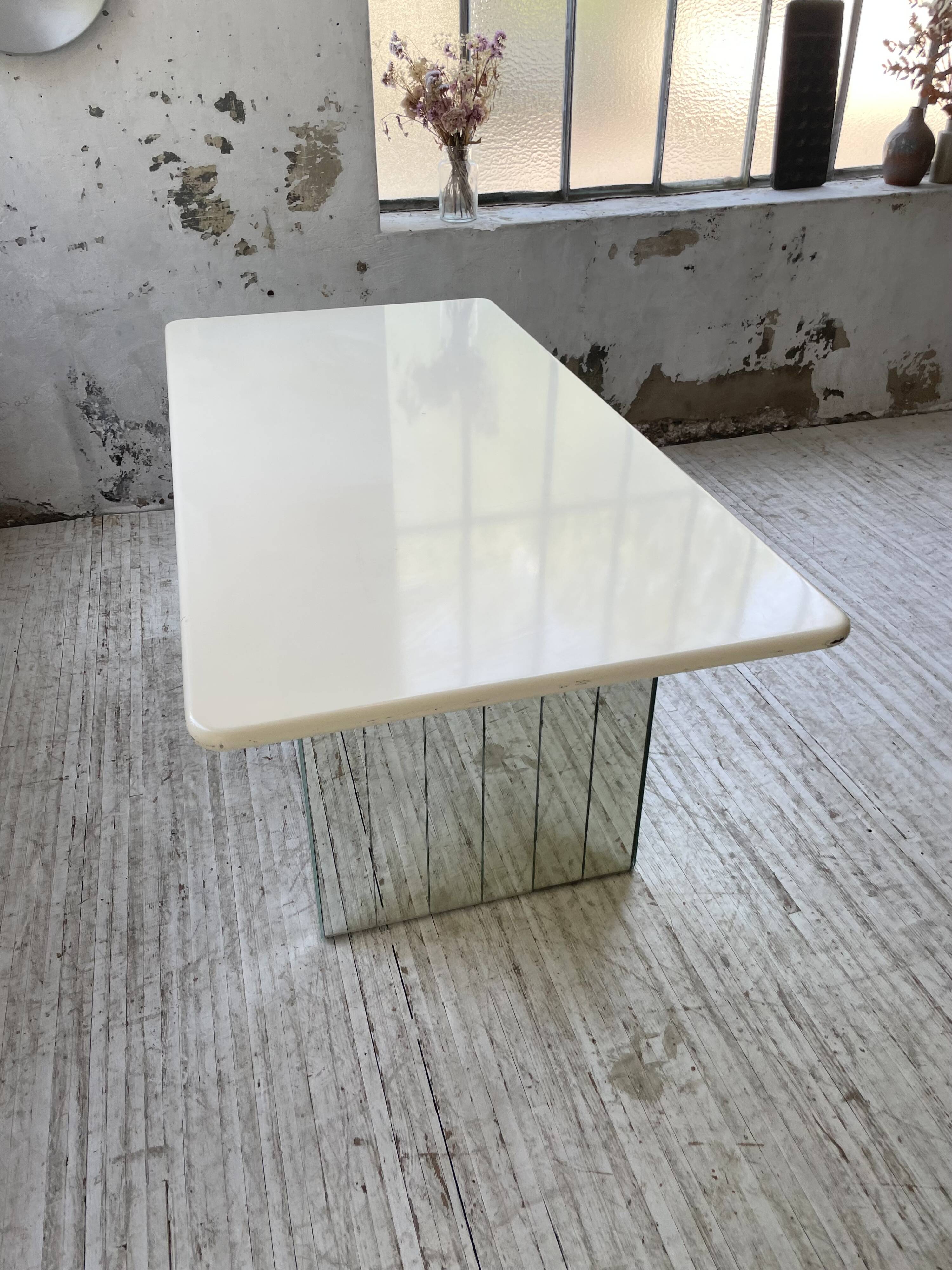 80s lacquered desk and mirror