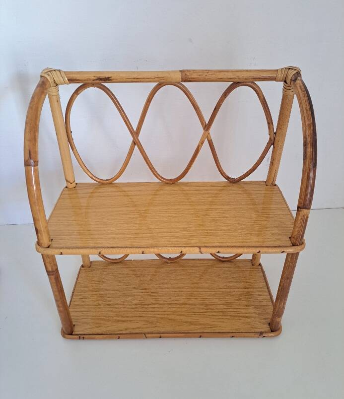 Set of bamboo wall shelves