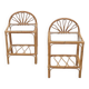 Pair of rattan and glass bedside tables, France 1970