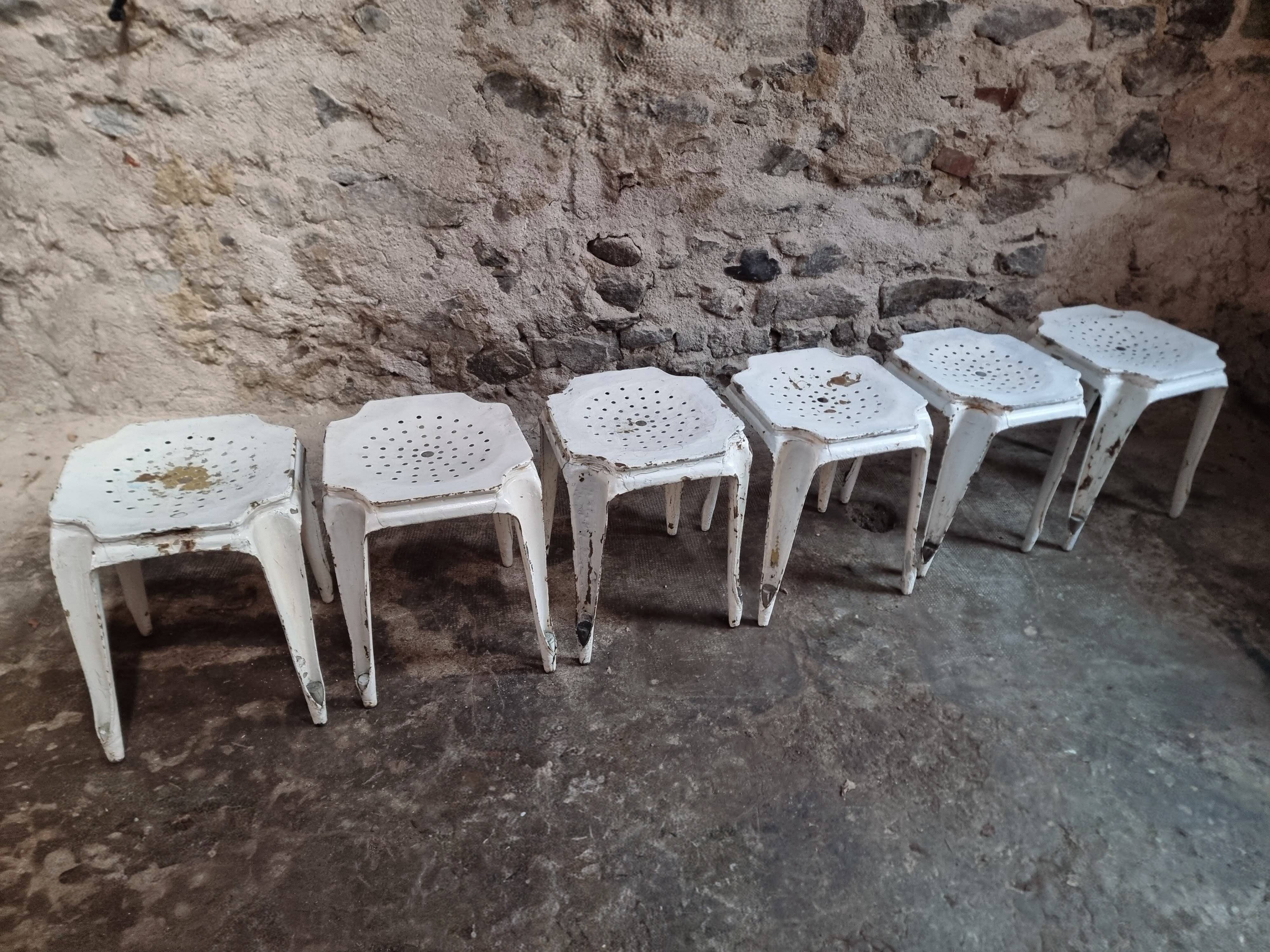 Set of 6 French industrial stools by Multipl’s – 1930s