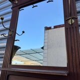 Antique hall coat rack – mirror, hooks & umbrella stand