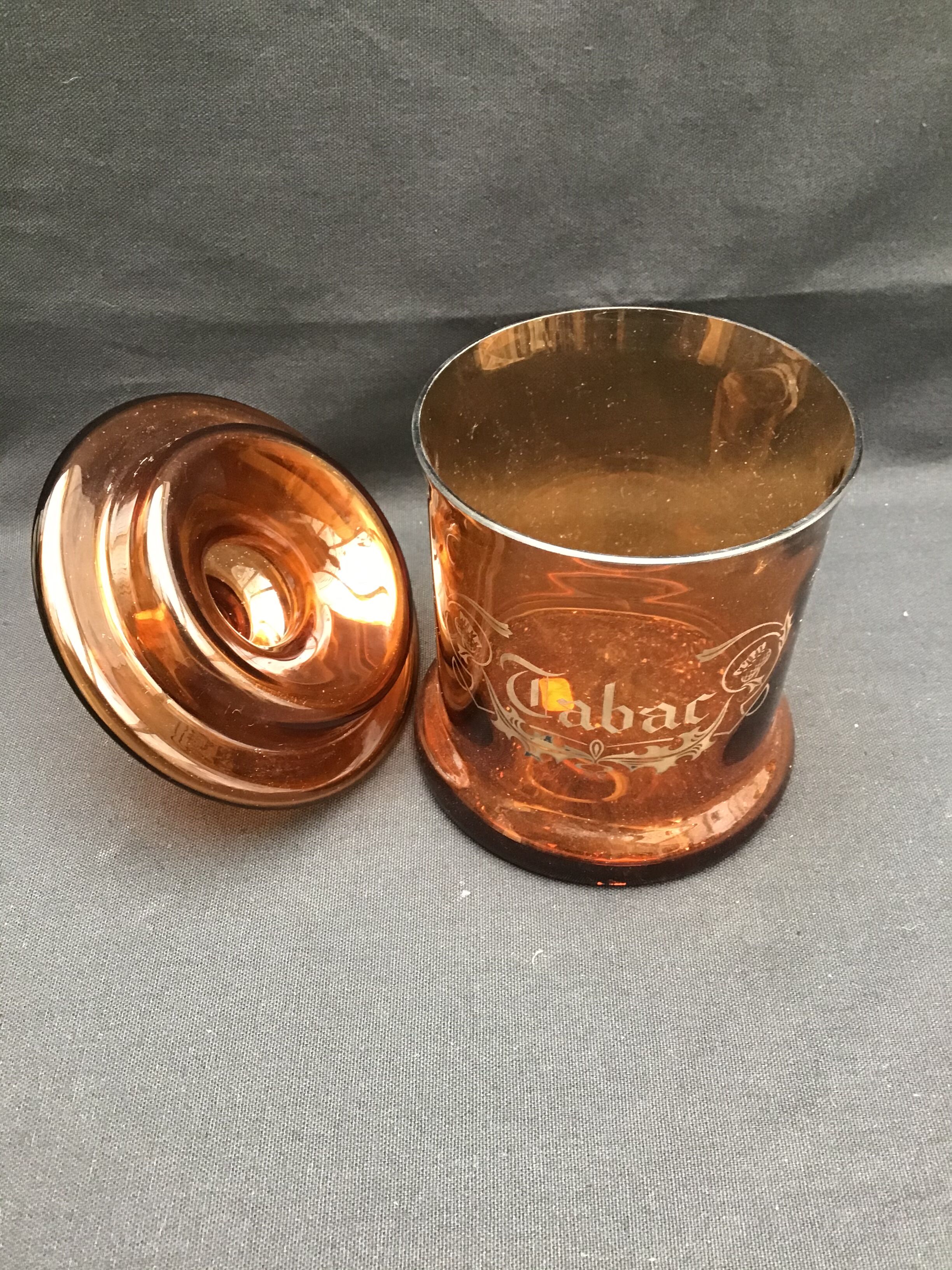 Amber glass tobacco pot