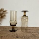 6 smoked glass flutes