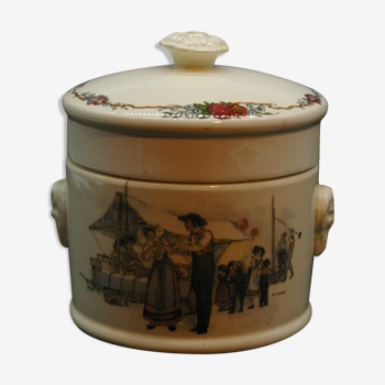 Alsatian terrine pot with foie gras in sarreguemines earthenware obernai model