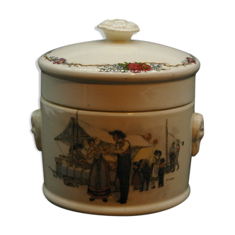 Alsatian terrine pot with foie gras in sarreguemines earthenware obernai model