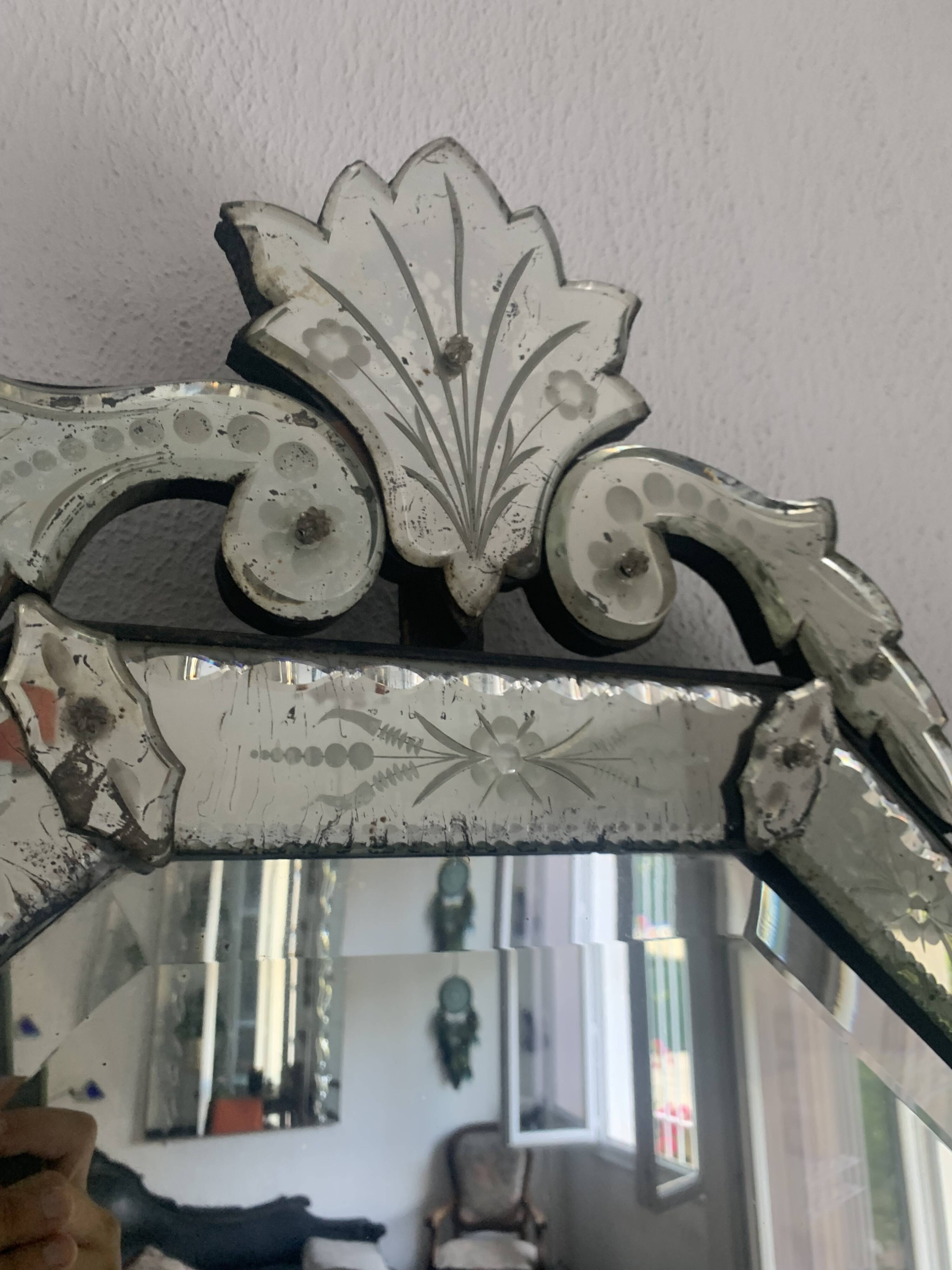 Venetian Murano mirror, late 19th century - 95 x 52 cm